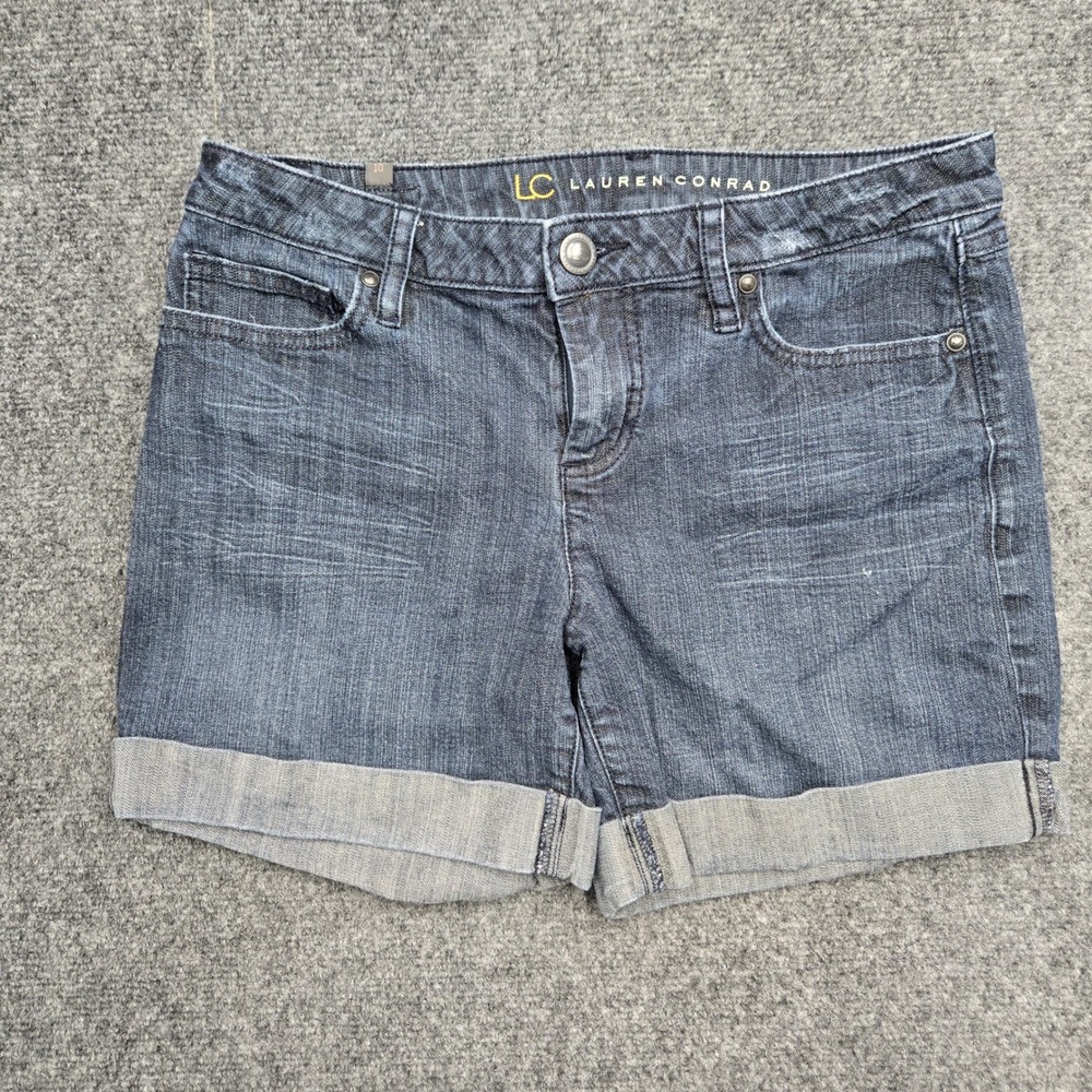 LC Lauren Conrad Womens Size 10 W32 Dark Wash Cuffed Denim Jean Shorts